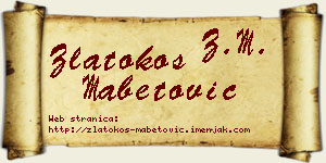 Zlatokos Mabetović vizit kartica